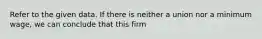 Refer to the given data. If there is neither a union nor a minimum wage, we can conclude that this firm