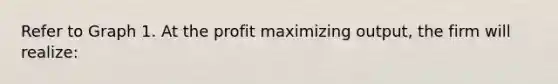 Refer to Graph 1. At the profit maximizing output, the firm will realize: