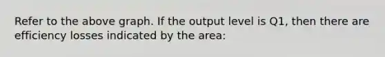 Refer to the above graph. If the output level is Q1, then there are efficiency losses indicated by the area: