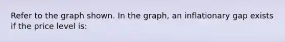 Refer to the graph shown. In the graph, an inflationary gap exists if the price level is: