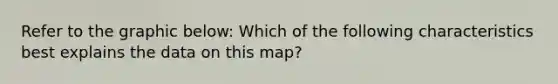 Refer to the graphic below: Which of the following characteristics best explains the data on this map?