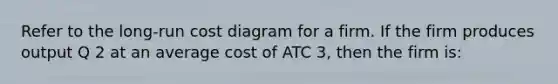 Refer to the long-run cost diagram for a firm. If the firm produces output Q 2 at an average cost of ATC 3, then the firm is: