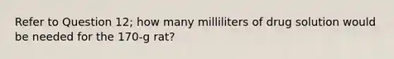 Refer to Question 12; how many milliliters of drug solution would be needed for the 170-g rat?