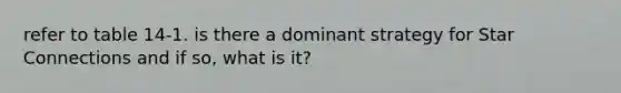refer to table 14-1. is there a dominant strategy for Star Connections and if so, what is it?
