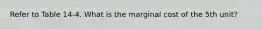 Refer to Table 14-4. What is the marginal cost of the 5th unit?