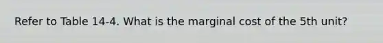 Refer to Table 14-4. What is the marginal cost of the 5th unit?