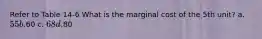 Refer to Table 14-6 What is the marginal cost of the 5th unit? a. 55 b.60 c. 68 d.80