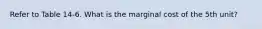 Refer to Table 14-6. What is the marginal cost of the 5th unit?