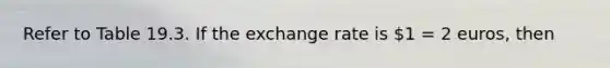 Refer to Table 19.3. If the exchange rate is 1 = 2 euros, then