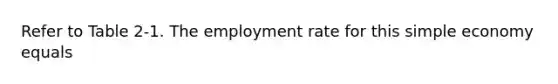 Refer to Table 2-1. The employment rate for this simple economy equals