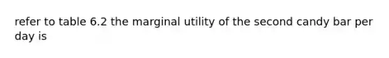 refer to table 6.2 the marginal utility of the second candy bar per day is