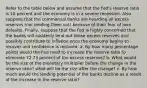 Refer to the table below and assume that the Fed's reserve ratio is 10 percent and the economy is in a severe recession. Also suppose that the commercial banks are hoarding all excess reserves (not lending them out) because of their fear of loan defaults. Finally, suppose that the Fed is highly concerned that the banks will suddenly lend out these excess reserves and possibly contribute to inflation once the economy begins to recover and confidence is restored. a. By how many percentage points would the Fed need to increase the reserve ratio to eliminate 72.73 percent of the excess reserves? b. What would be the size of the monetary multiplier before the change in the reserve ratio? what will be the size after the change? c. By how much would the lending potential of the banks decline as a result of the increase in the reserve ratio?