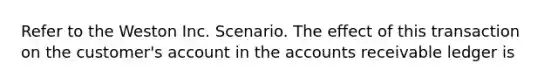 Refer to the Weston Inc. Scenario. The effect of this transaction on the customer's account in the accounts receivable ledger is