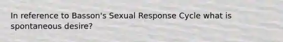 In reference to Basson's Sexual Response Cycle what is spontaneous desire?