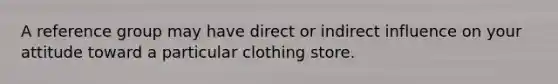 A reference group may have direct or indirect influence on your attitude toward a particular clothing store.