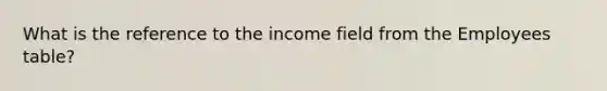 What is the reference to the income field from the Employees table?