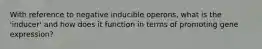 With reference to negative inducible operons, what is the 'inducer' and how does it function in terms of promoting gene expression?