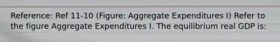 Reference: Ref 11-10 (Figure: Aggregate Expenditures I) Refer to the figure Aggregate Expenditures I. The equilibrium real GDP is: