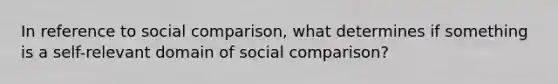 In reference to social comparison, what determines if something is a self-relevant domain of social comparison?