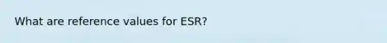 What are reference values for ESR?