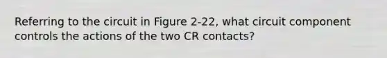 Referring to the circuit in Figure 2-22, what circuit component controls the actions of the two CR contacts?