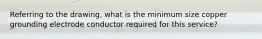 Referring to the drawing, what is the minimum size copper grounding electrode conductor required for this service?