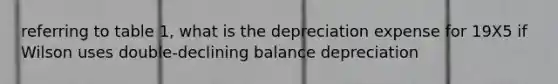 referring to table 1, what is the depreciation expense for 19X5 if Wilson uses double-declining balance depreciation