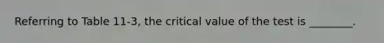 Referring to Table 11-3, the critical value of the test is ________.