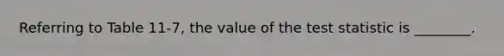 Referring to Table 11-7, the value of the test statistic is ________.