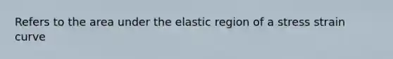 Refers to the area under the elastic region of a stress strain curve