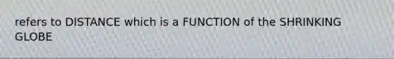 refers to DISTANCE which is a FUNCTION of the SHRINKING GLOBE