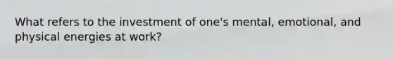 What refers to the investment of one's mental, emotional, and physical energies at work?