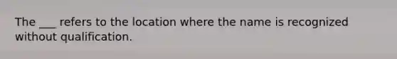 The ___ refers to the location where the name is recognized without qualification.