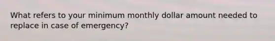 What refers to your minimum monthly dollar amount needed to replace in case of emergency?