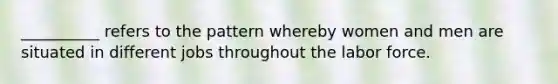 __________ refers to the pattern whereby women and men are situated in different jobs throughout the labor force.