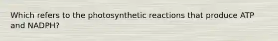 Which refers to the photosynthetic reactions that produce ATP and NADPH?