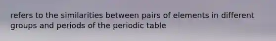 refers to the similarities between pairs of elements in different groups and periods of the periodic table