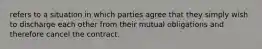 refers to a situation in which parties agree that they simply wish to discharge each other from their mutual obligations and therefore cancel the contract.