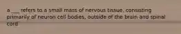 a ___ refers to a small mass of nervous tissue, consisting primarily of neuron cell bodies, outside of the brain and spinal cord