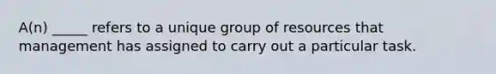 A(n) _____ refers to a unique group of resources that management has assigned to carry out a particular task.