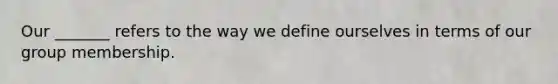 Our _______ refers to the way we define ourselves in terms of our group membership.