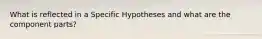 What is reflected in a Specific Hypotheses and what are the component parts?