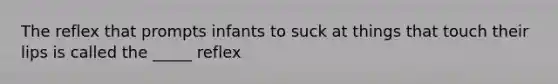 The reflex that prompts infants to suck at things that touch their lips is called the _____ reflex