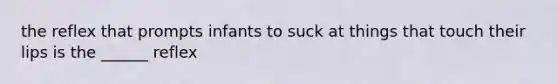 the reflex that prompts infants to suck at things that touch their lips is the ______ reflex