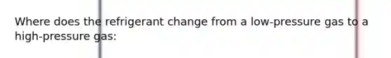 Where does the refrigerant change from a low-pressure gas to a high-pressure gas:
