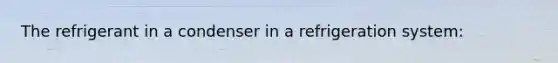 The refrigerant in a condenser in a refrigeration system: