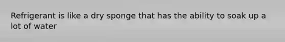 Refrigerant is like a dry sponge that has the ability to soak up a lot of water