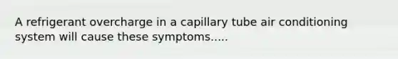 A refrigerant overcharge in a capillary tube air conditioning system will cause these symptoms.....