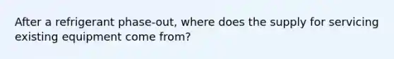 After a refrigerant phase-out, where does the supply for servicing existing equipment come from?