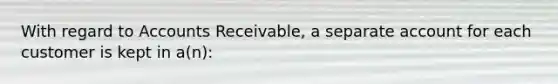 With regard to Accounts​ Receivable, a separate account for each customer is kept in​ a(n):
